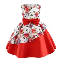 Платье для девочек праздничное платье принцессы с принтом детская одежда с розами свадебное праздничное платье для девочек летняя детская одежда с юбкой-пачкой для маленьких девочек