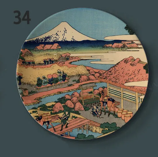 Tomitake Thirty Six King декоративная тарелка подвесная тарелка Hokusai Японский керамический диск плавающий мир живопись украшение на стену - Цвет: 34