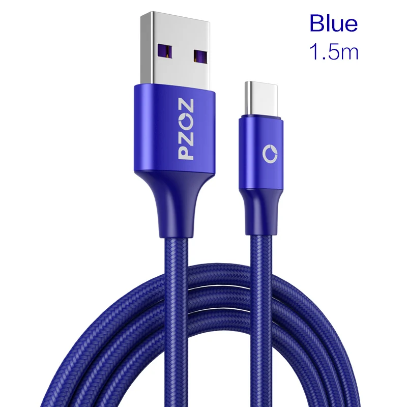 PZOZ usb type c зарядное устройство Быстрая зарядка 5А type c usb кабель usb-c 3,1 длинный адаптер для xiaomi mi 8 se max 3 huawei p20 pro p10 p9 - Цвет: Blue