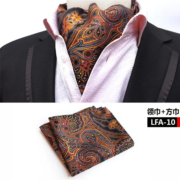 2 Pcs/Set Men Formal Scarf Set Fashion Blue Paisley Scarves with Handkerchief for Banquet Party mens snood scarf Scarves