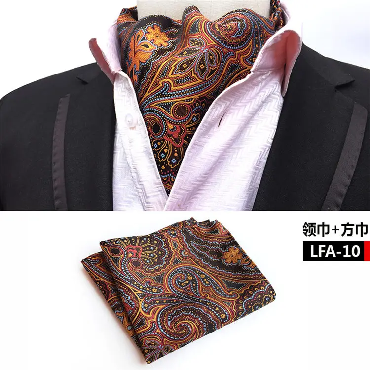 mens dress scarf 2 Pcs/Set Men Formal Scarf Set Fashion Paisley Scarves with Handkerchief to Match Uniform Suits barbour scarf mens Scarves