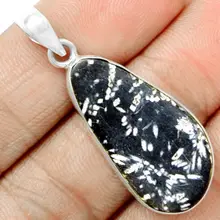 Кулон из хризантемы, серебро 925 пробы, 45 мм, KP0243