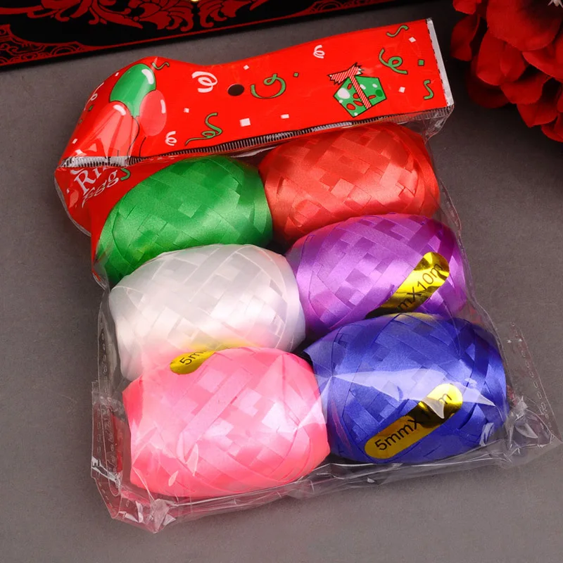 6pcs Multicolor Curling Balloon Ribbon 5mm*10m Balloon Ribbon Rope