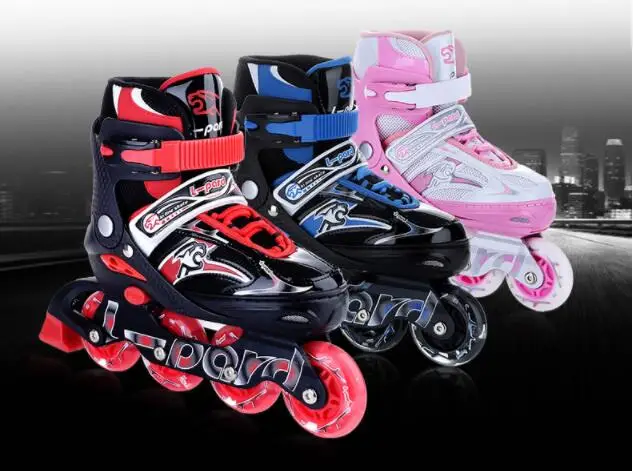 حار بيع! 2017 الأطفال زلاجات دوارة قابل للتعديل أربعة عجلات في الهواء الطلق مضمنة أحذية التزلج للأطفال دعوى + واقية كيت + حقيبة