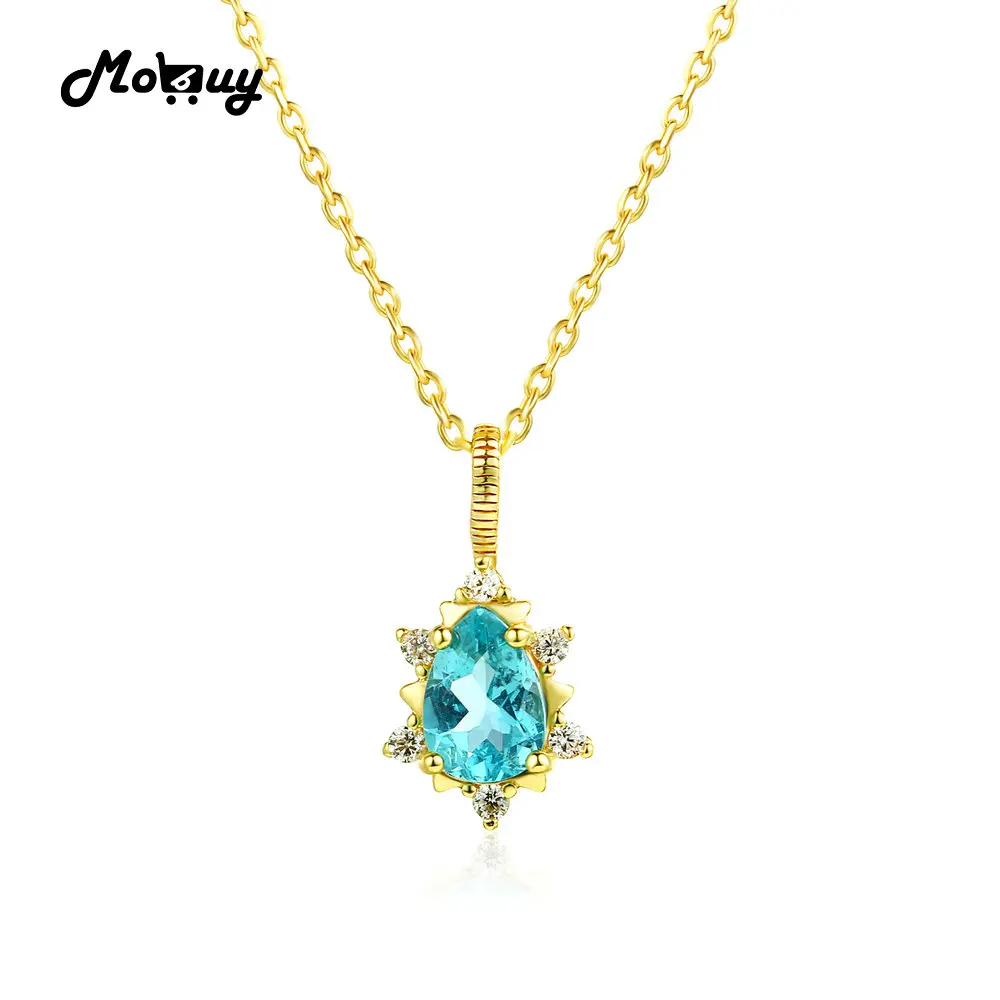

MoBuy MBNI023 Special Star Natural Gemstone Apatite Necklace & Pendant 925 Sterling Silver 14K Yellow Gold Plated Fine Jewelry