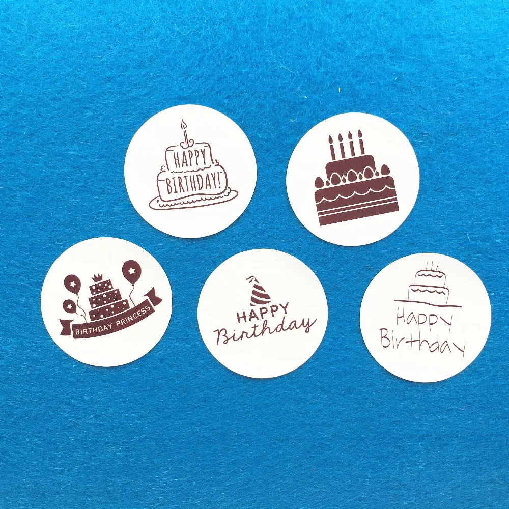 300pcs/lot Badge Style "Happy birthday"self adhesive stickers Label