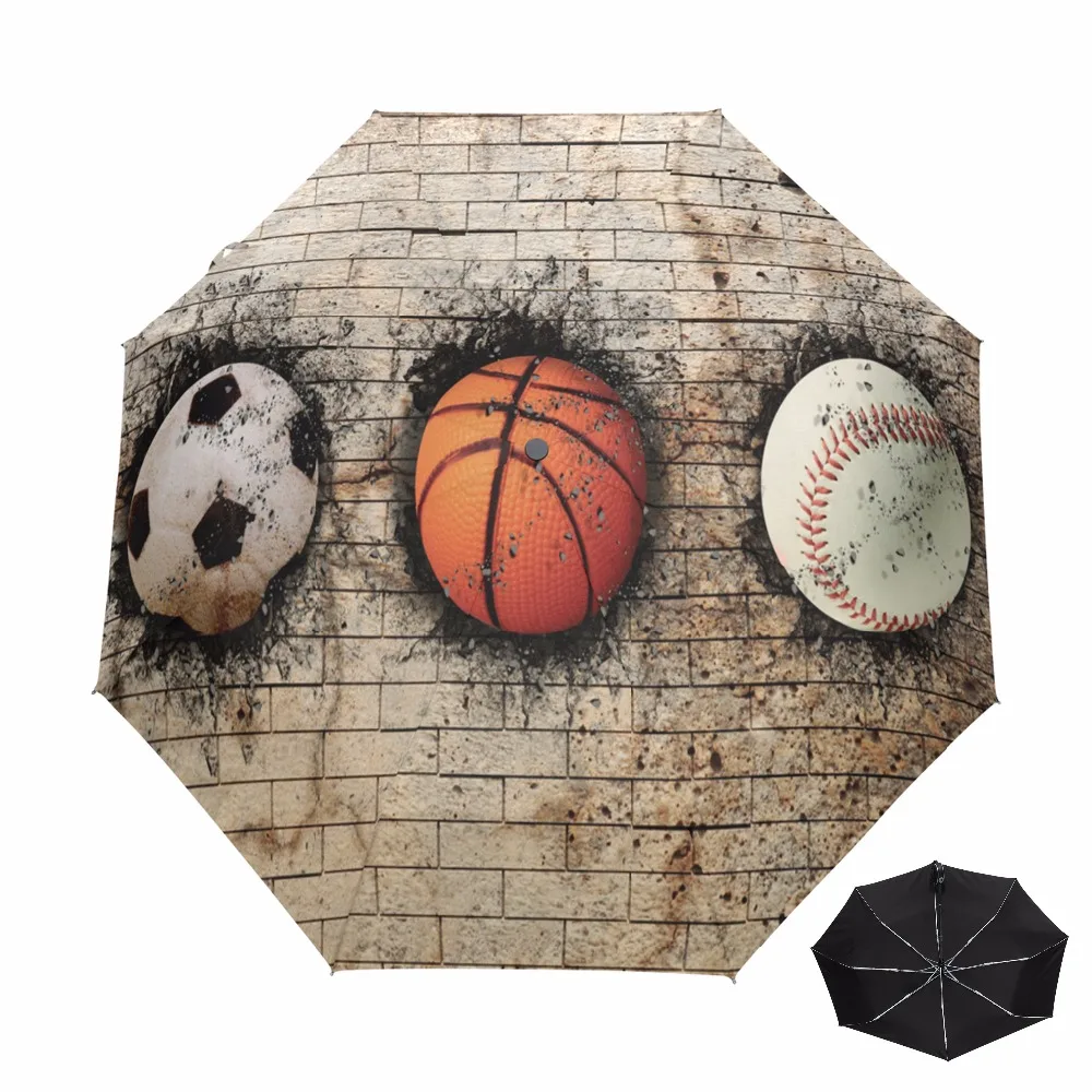 Soccer Ball Automatic Umbrella Rain Sun Women Parasol Female Sunshade