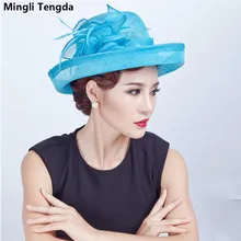 Элегантная женская шапка Маша натуральный высококлассный свадебный головной убор четыре сезона женская кепка Mingli Tengda Bibi Mariage Свадебная шляпка шляпки для невесты синий