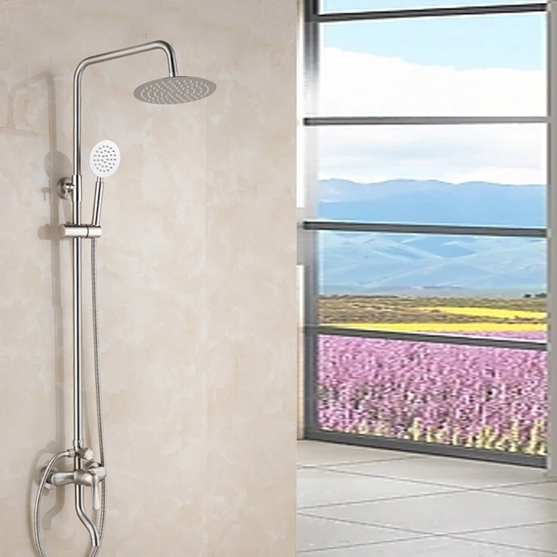 

Luxury Nickel Brushed Bathroom Rain Shower Faucet Tub Spout Mixer Tap Hand Unit