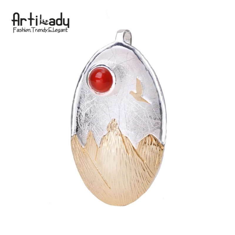 

Artilady three-dimensional 925 sterling silver pendant vintage bird setting sun pendant for women jewelry christmas gift party