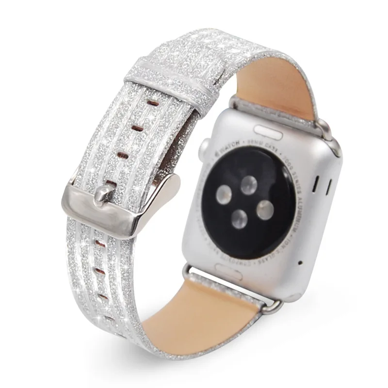 Кожаный ремешок для часов с белыми полосками подходит Apple Watch Iwatch 1/2/3 застежка 42