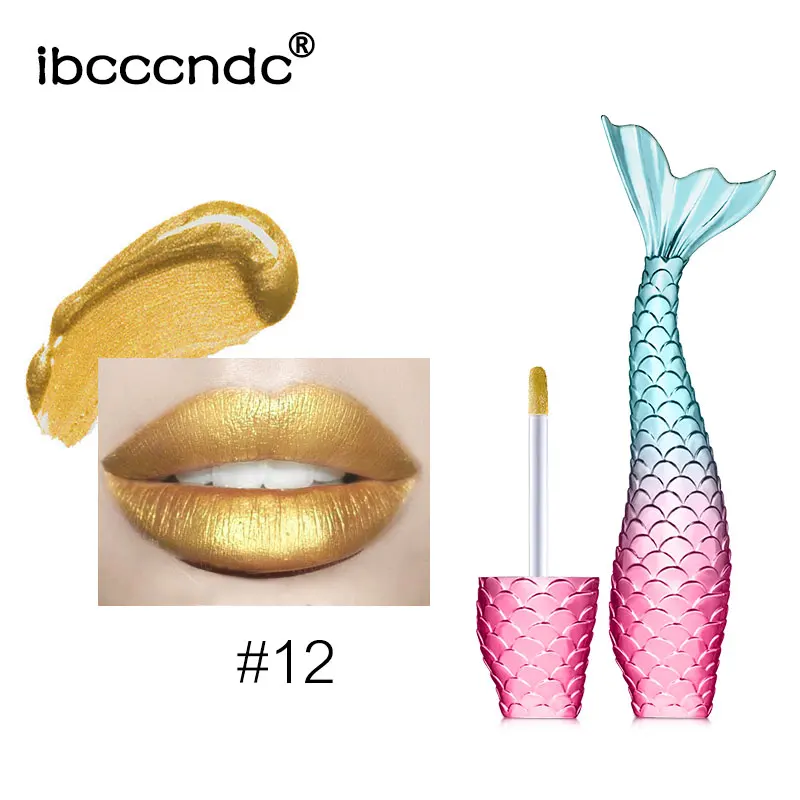 Ibcccndc Русалка пигмент блеск для губ водонепроницаемый Матовая жидкая помада Металл Сексуальный Обнаженный блеск для губ 20 цветов TSLM2 - Цвет: 12