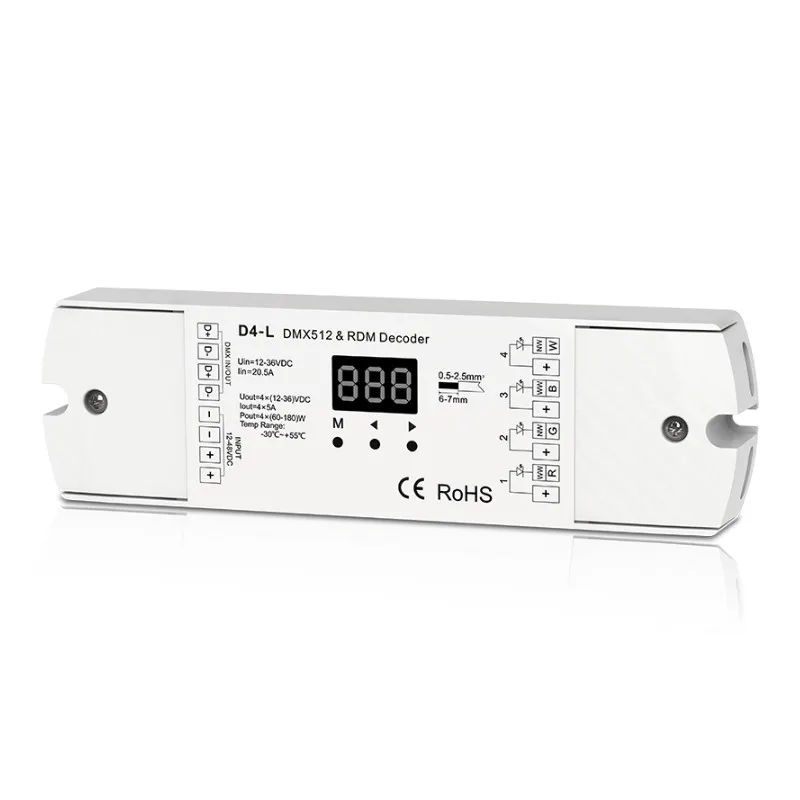 Светодиодный DMX диммер с D4-L 4 канала DMX deocder AC85V-240V Сенсорная панель настенный DMX мастер диммер Многофункциональный сенсорный диммер