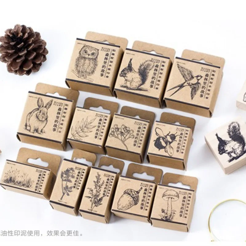 

Mo.Card Vintage animals plant wood stamp Decorative DIY stationery scrapbooking Retail