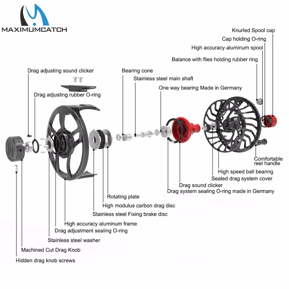 Maximumcatch سبارتا 3-10WT 6061 T6 الألومنيوم يطير بكرة 100% مختومة للماء يطير الصيد بكرة و بكرة