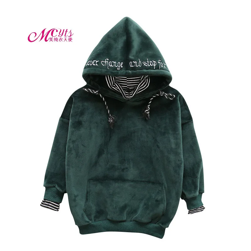

Winter Girls Hooded Pullovers Tops Outerwear Children Long Sleeve T-shirt Coat Fashion Warm Girls Clothes 4 6 8 10 12 13 Years