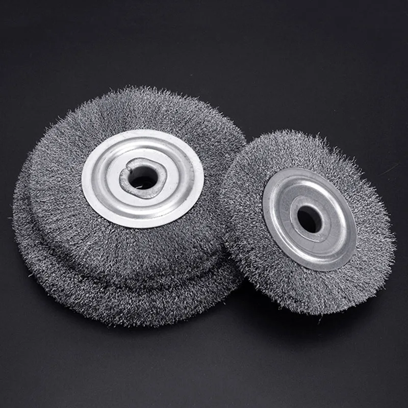 3 Pcs 100mm Stainless Steel Wire Polishing Brush Wheels Set with 16mm
