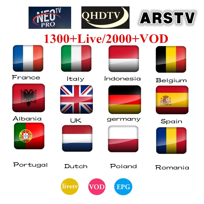 

Best France 1 Year QHDTV Same as NEOTV PRO iptv abonnement for Android set top box Arabic French Subscription Europe TV package