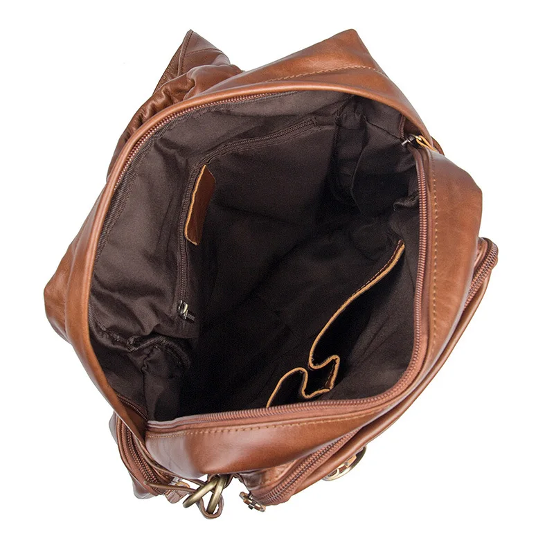 Винтажный Коричневый женский рюкзак из натуральной кожи для девочек, женская сумка через плечо, женские дорожные сумки высокого качества M7042