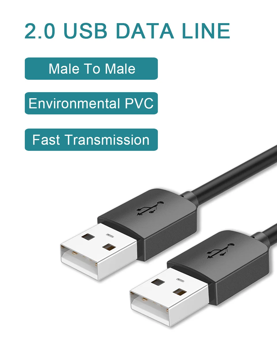 USB 2.0 Extension Cable 1m 2m 3m  USB to USB Cable Type A Male to Male  for Radiator Hard Disk Car Webcam MP3 Laptop Set Top Box (1)