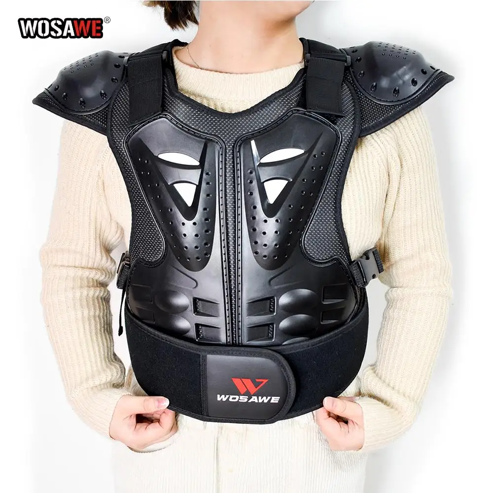 WOSAWE Kids Motocross waistcoat Motorcycle Chest Back shoulder Armor Child Protective gear Racing Drop resistant Body armour motorcycle back protector motorcycle armor motorcycle body armor body protector motorcycle armor vest motorcycle armor pads