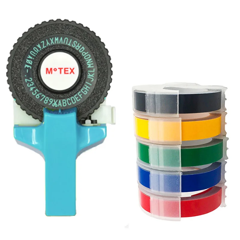 

Sky Blue Motex E101 Manual Label Maker DIY Hand Decorative Tape Manual Typewriter for 9mm 3D embossing PVC plastic label tapes