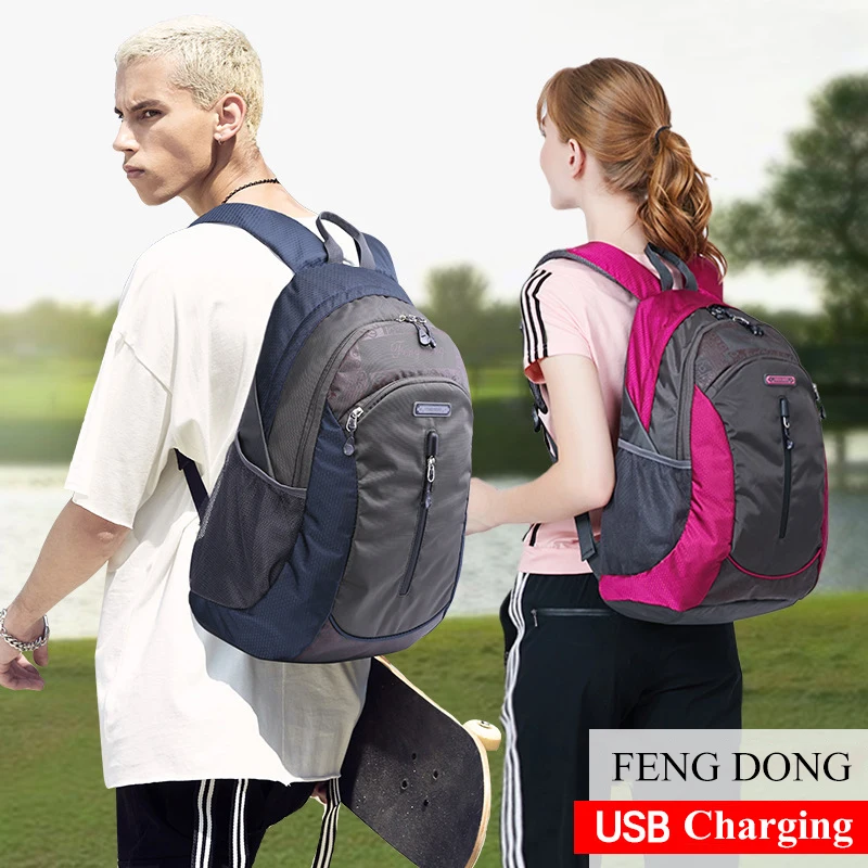 

FengDong New Leisure Sport Travel Bag Large Capacity High School Students schoolbag Waterproof Nylon Computer For Men And Women