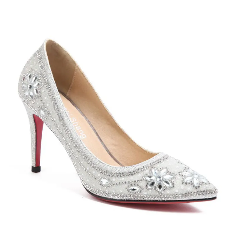 

2018 Spring New Style Shoes Woman High-Heeled Shoes Fashion Sexy Cusp Rhinestone Shallow Mouth Bride Thin Heels High 6CM 9CM