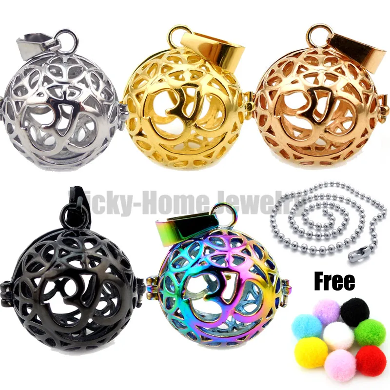 

Round Steel OM Essential Oils Diffuser Locket Aromatherapy Locket Free Pads 316L Cage Locket Perfume Locket drop shipping