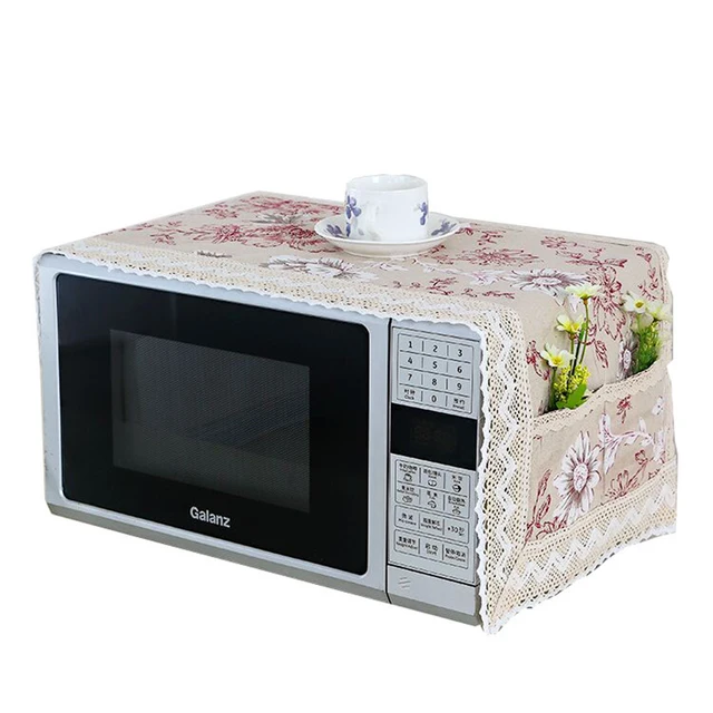 Special Price Creative Flax Dust Cover Microwave Cover Microwave Oven Hood Microwave Towel With Storage Bag Kitchen Decor Accessories