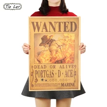 Cartel de una pieza con dibujo animado de cómic Ace, papel Kraft, café, Bar, decoración del hogar, cuadro adhesivo para pared, 51x36cm