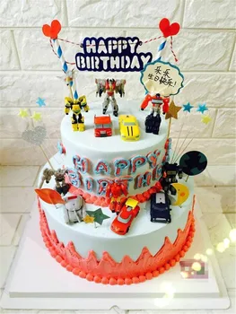 

cars party robot toy cake topper boys birthday decoration car toys for boys kids children party model toy car cupcake toppers