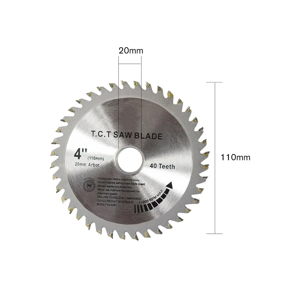 40 зубьев TCT циркулярные пильные диски TCT сплав деревообрабатывающий Многофункциональный пильный диск для резки дерева металла 110x20 мм