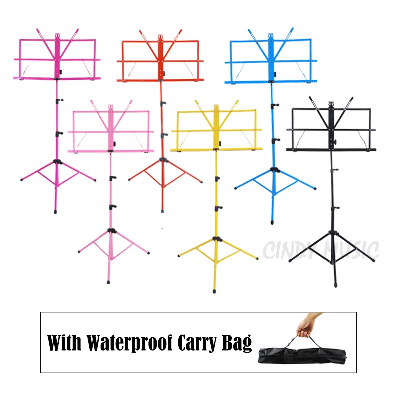 Colourful Sheet Folding Music Stand Metal font b Tripod b font Stand Holder With Soft Case