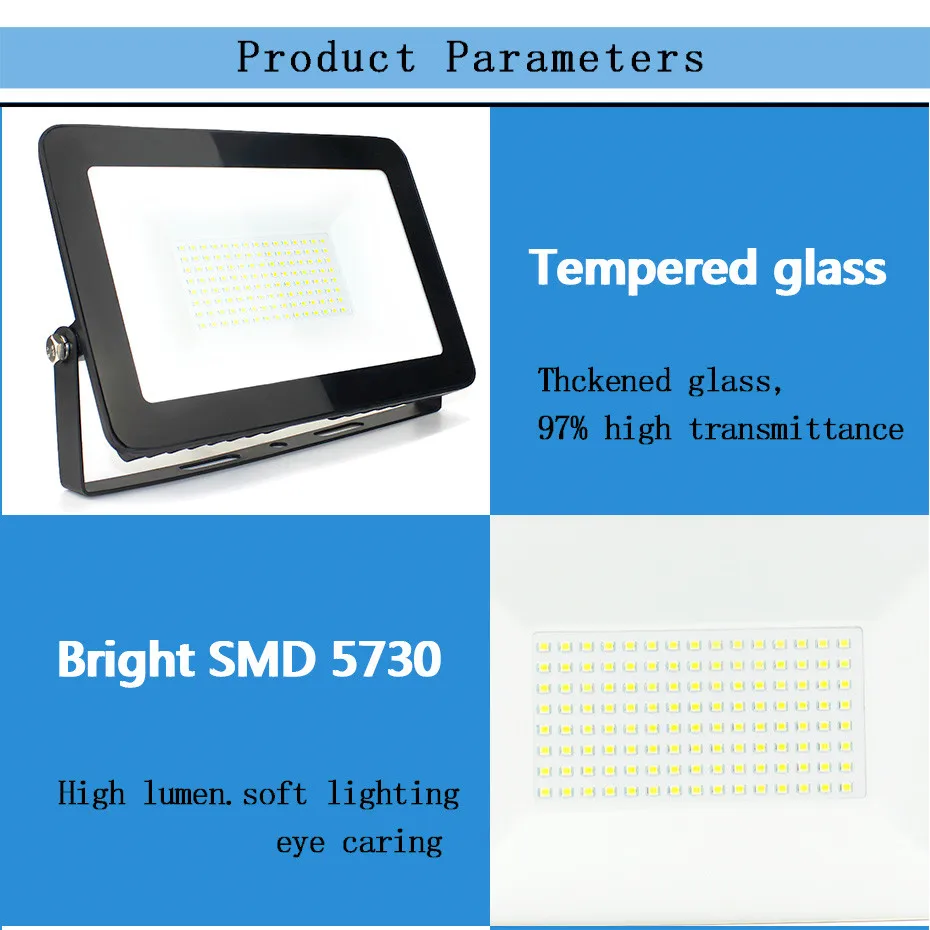 Светодиодный exterieur IP66 10 30 50 100 150 Вт прожектор отражатель AC180 265V SMD 5730 чип led 220