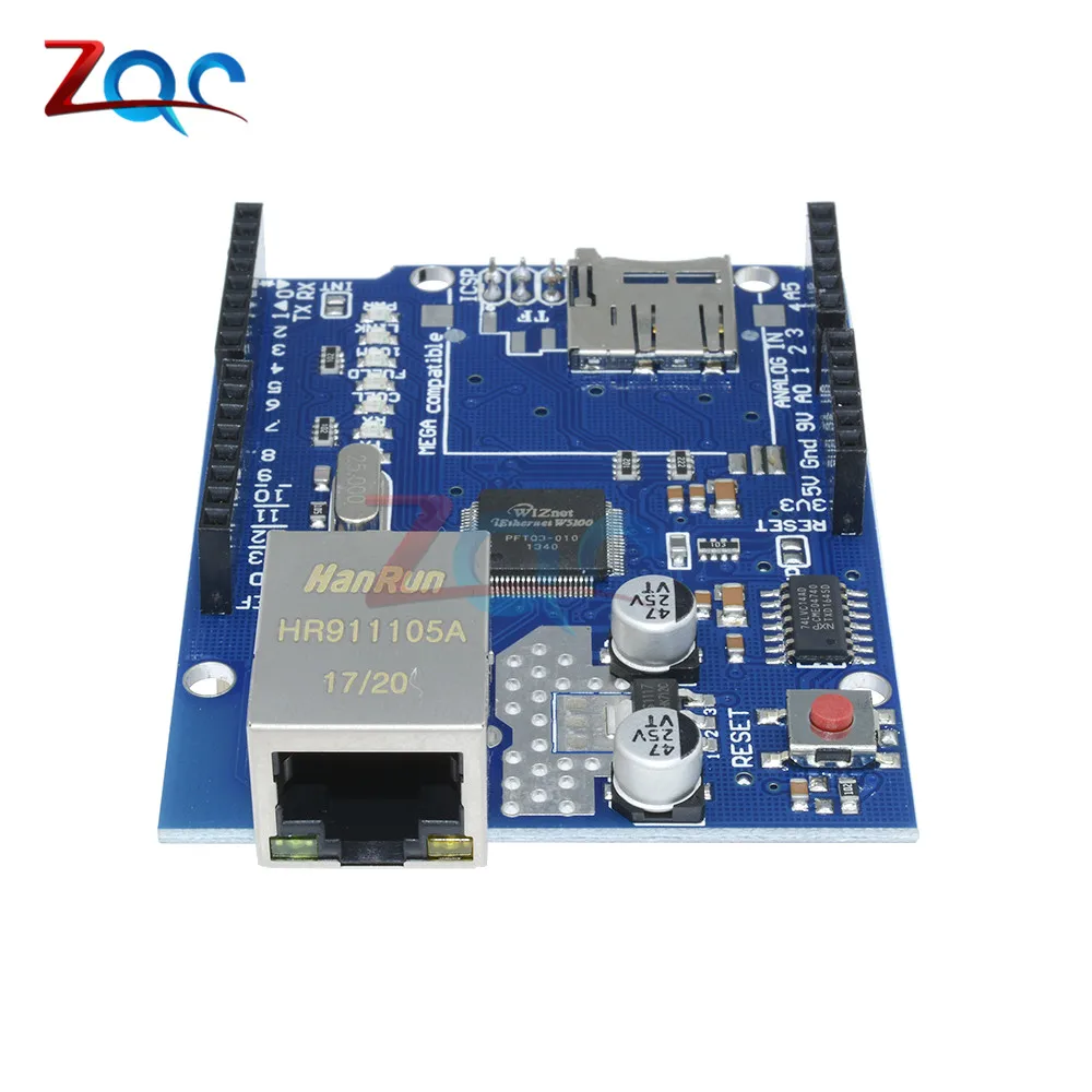 ООН Щит Ethernet Shield WIZNET W5100 MEGA 2560 1280 328 UNO R3 W5100 развитию для Arduino Micro SD карты один