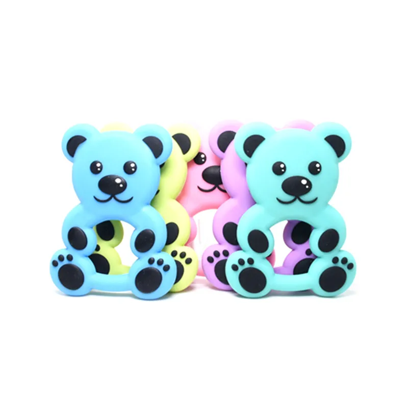 

1 PC 5 Colors Cartoon Bear Baby Teethers Silicone Teething Toys Chew Charms Infants DIY Necklace Pendant BPA Free Baby Teether