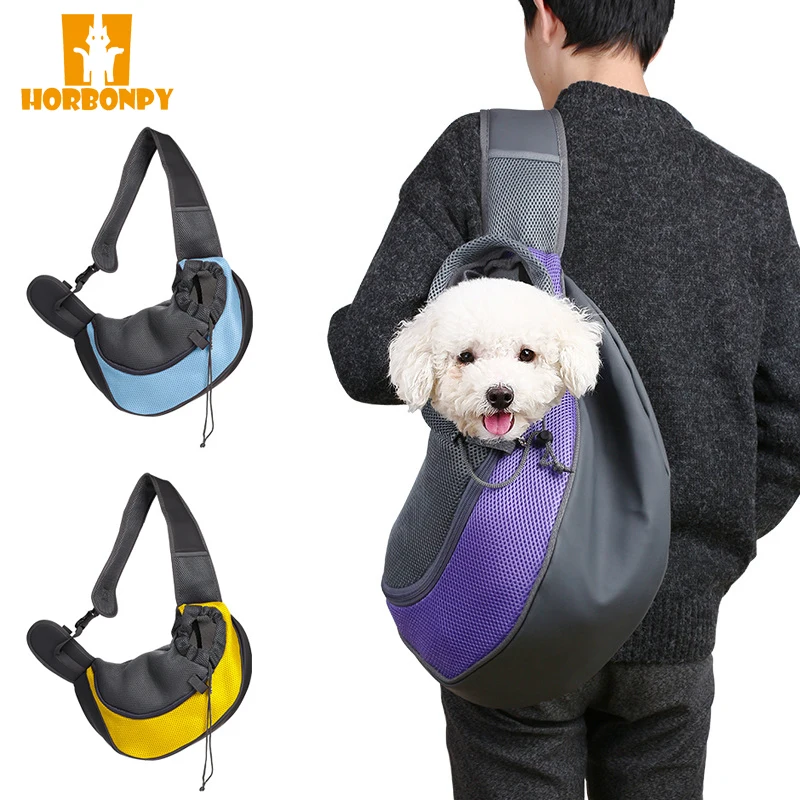 

HORBONPY Outdoor Dog Travel Handbag Cat Pouch Mesh Oxford Single Shoulder Bag Pet Puppy Sling Mesh Comfort Travel Tote Backpack