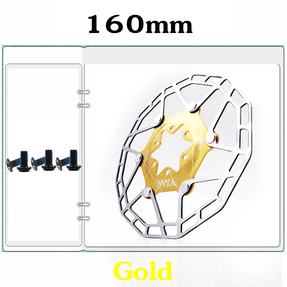 VXM 1 шт. MTB дорожный велосипед дисковый тормозной охлаждающий плавающий ротор 160 мм 6 болтов ротор MTB дисковые Тормозные колодки для MTB велосипеда Сверхлегкий - Цвет: Цвет: желтый