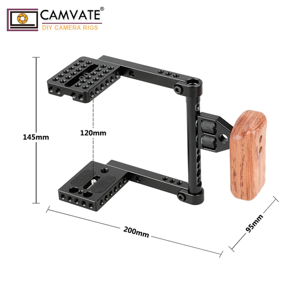  CAMVATE DSLR Video Camera Cage Stabilizer Rig with Wooden Handle(right) C1657 camera photography ac