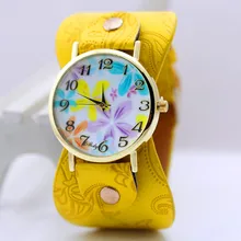 New Printed leather Bracelet Wristwatch Wide band women dress Watch colorful flowers Fashion Women Casual Watch girl's gift New Printed leather Bracelet Wristwatch Wide band women dress Watch colorful flowers Fashion Women Casual Watch girl's gift