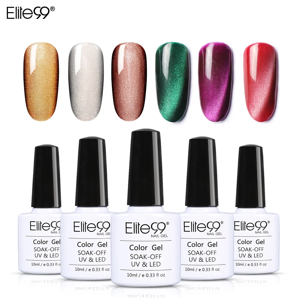 Elite99 6pieces/Lot Wide Line Cat Eye Gel Polish Soak off Nail