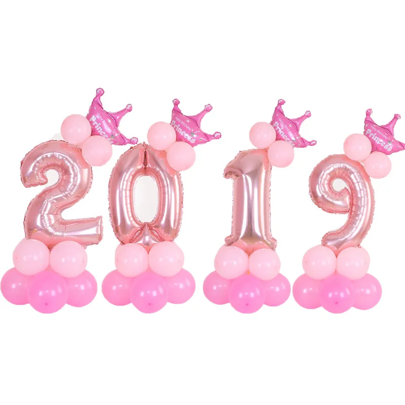 

14Pcs/set Cute Princess Crown Balloons 32inch Rose Gold Number Balloons Aluminium Foil Balloons For Girls Birthday Wedding Party