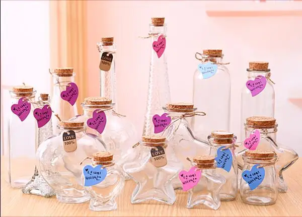 

10pcs Wishing glass bottles hydroponic vase empty bottle with cork DIY floating pudding bottle home decoration accessories