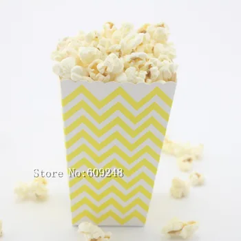 

24pcs Yellow Chevron Paper Popcorn Boxes,Zig Zag Party Favor Boxes,Goodie Candy Buffet Snack Treat Cups,Scoop,DIY,Cartons,Kids