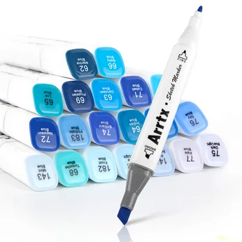 

Arrtx Arrtist Marker Pens 20 Colours Blendable Alcohol Markers Blue Color Set for Ocean Sky Fashion and Interior Design