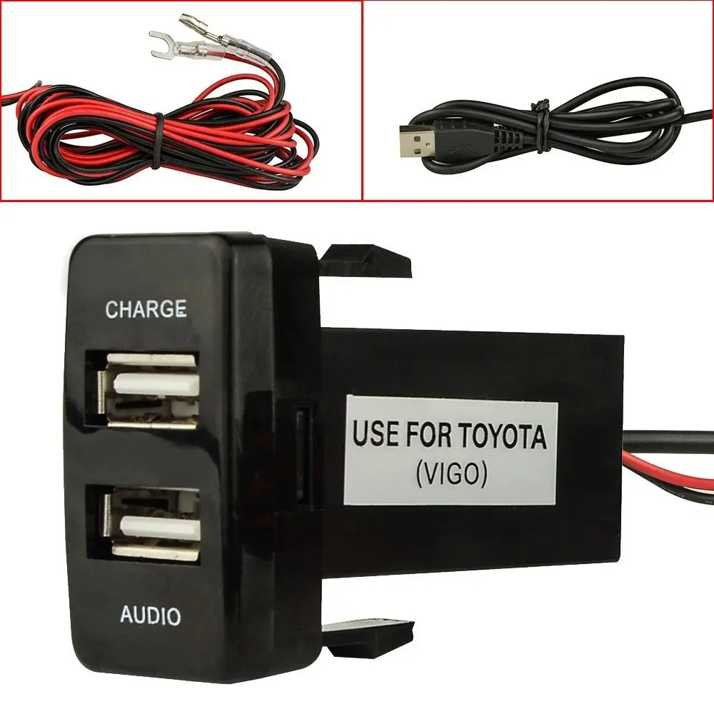 Двойной USB зарядка аудио порт Интерфейс для Toyota Fortuner Hilux 05