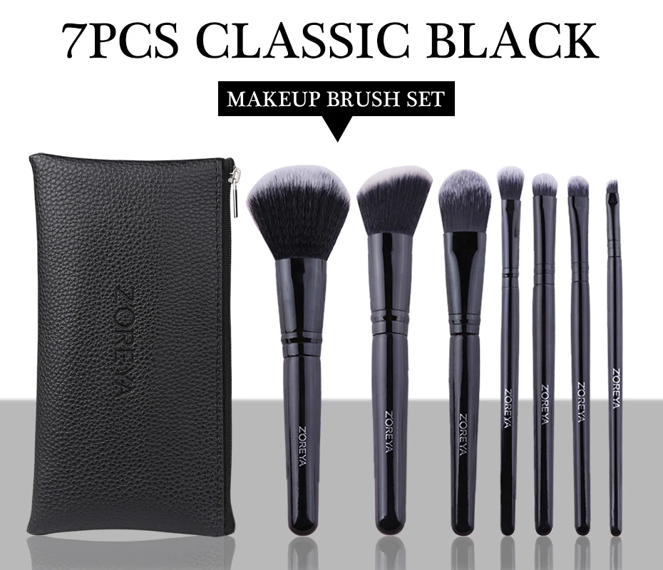 Sombra para os Olhos Conjunto de Cosméticos Zoreya Marca Preto Angulado Blush Crueldade Livre Maquiagem Escovas Confortável Sintético pó Corretivo 7 Pçs 1 Aplicador de sombra