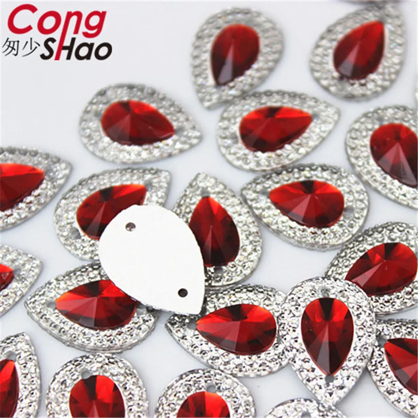 Cong Shao 100 шт. 13*18/18*25 мм Капля flatback Вышивание 2 отверстия костюм кнопка кристалл Смола горный хрусталь отделка DIY интимные аксессуары CS36HB
