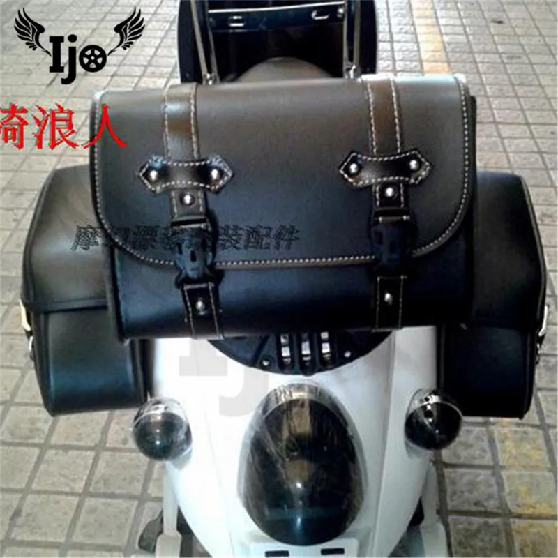 

rectangle scooter saddlebag universal decal motorbike tool bags black for vespa piaggio motorcycle back seat bag moto tail light